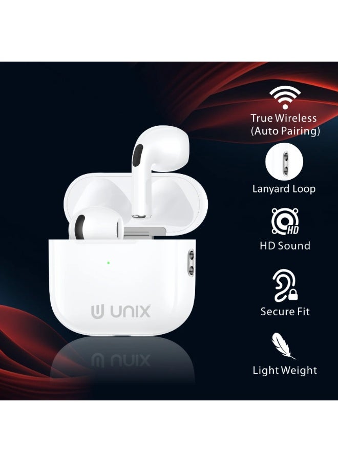 يونيكس **سماعات الأذن اللاسلكية الحقيقية Unix UX-3000 iSMART | اتصال Bluetooth الإصدار 5.3 | وقت تشغيل يصل إلى 38 ساعة | صوت ستيريو قوي مع باس عميق | ميكروفون عالي الدقة (HD) | شحن سريع عبر منفذ Type-C | علبة سيليكون مجانية** - Image 2
